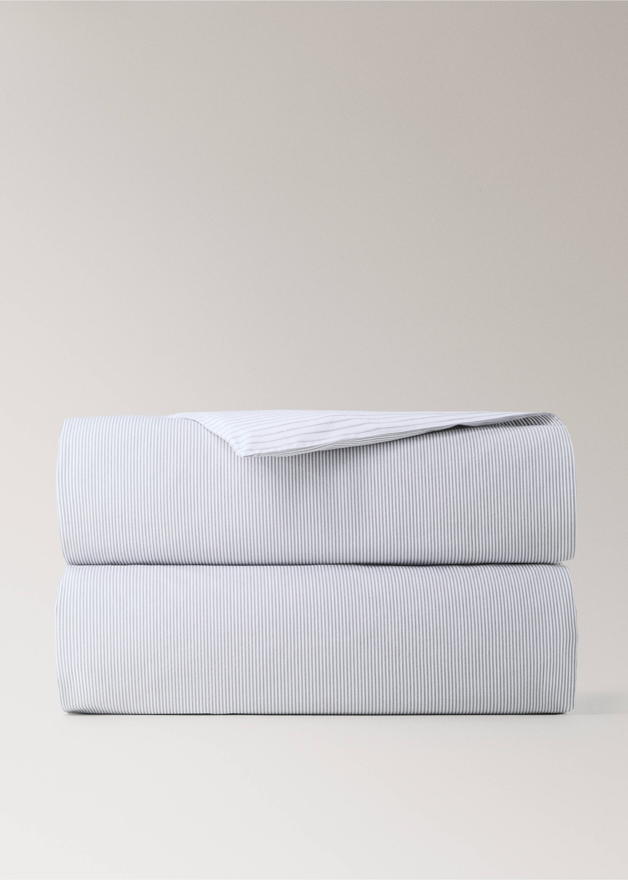 Bettwäsche für Babybett, 100 % Baumwolle, gestreift - Artikel ohne Model, Grau. Ref: 37074455-00.