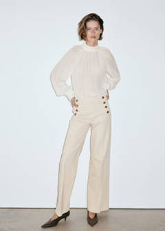 Wide-leg jeans with side buttons — Sand 2
