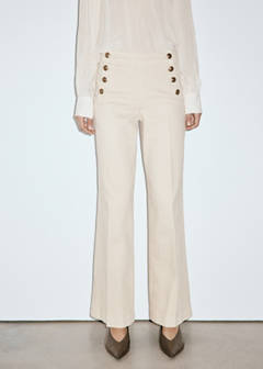 Wide-leg jeans with side buttons — Sand 1