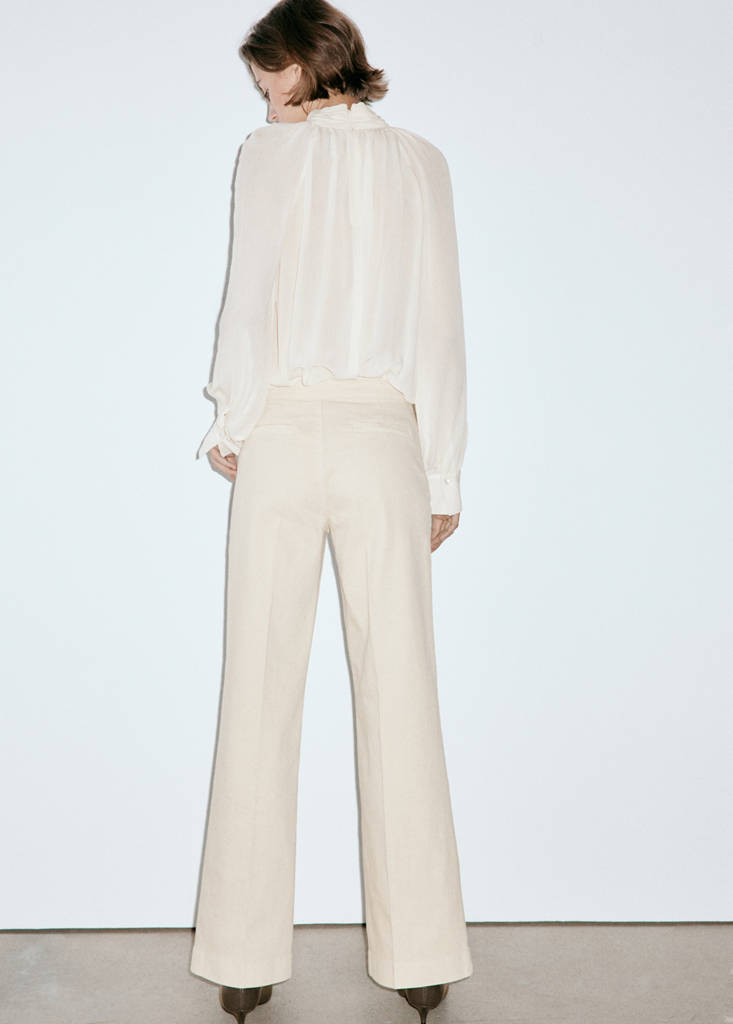Wide-leg jeans with side buttons — Sand