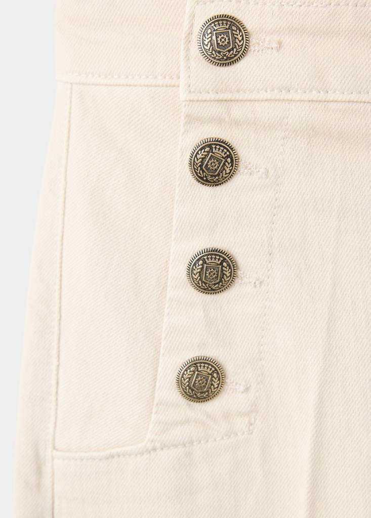 Wide-leg jeans with side buttons — Sand