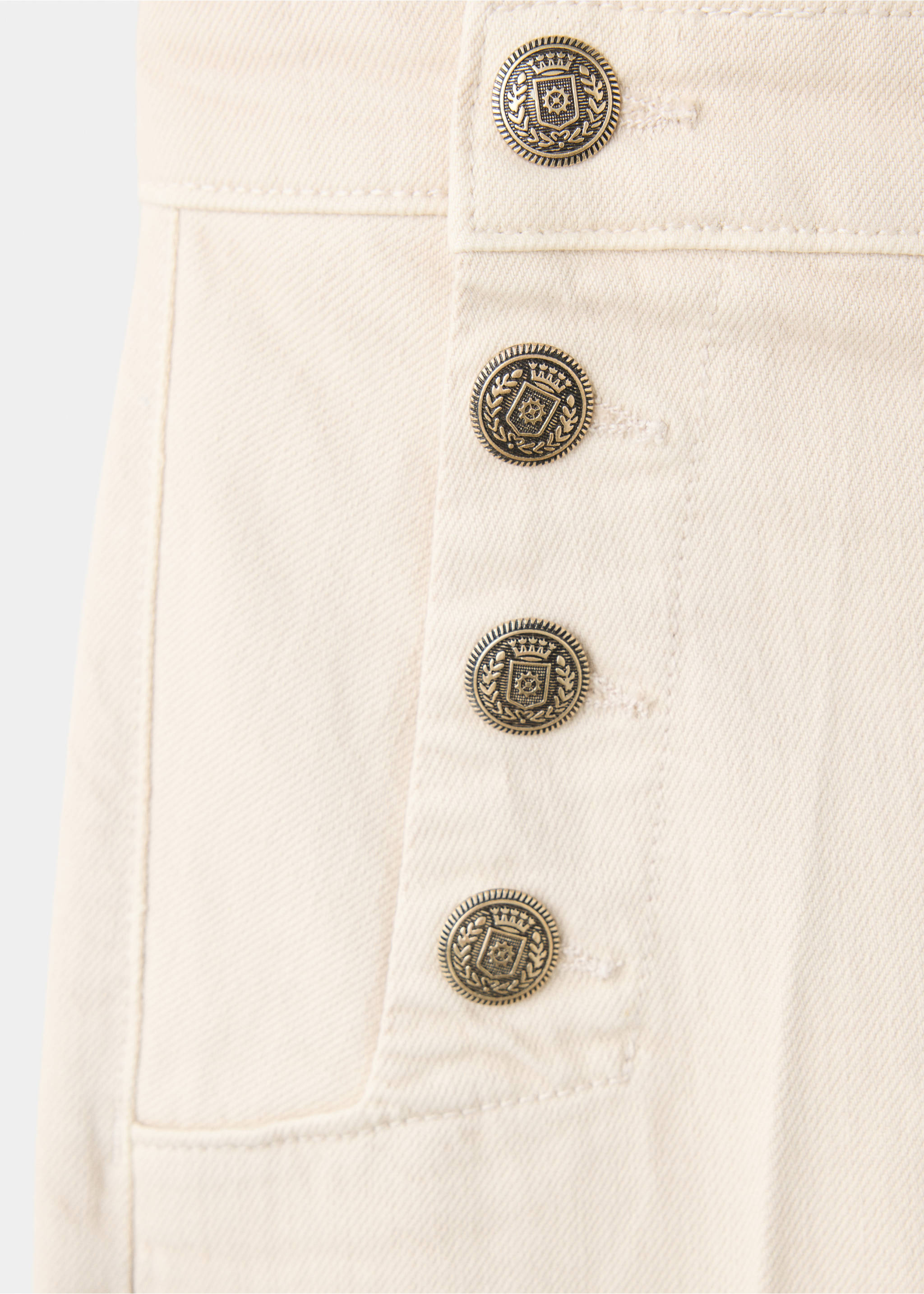 Wide-leg jeans with side buttons - Details of the article 8, Sand. Ref: 37074460-00.