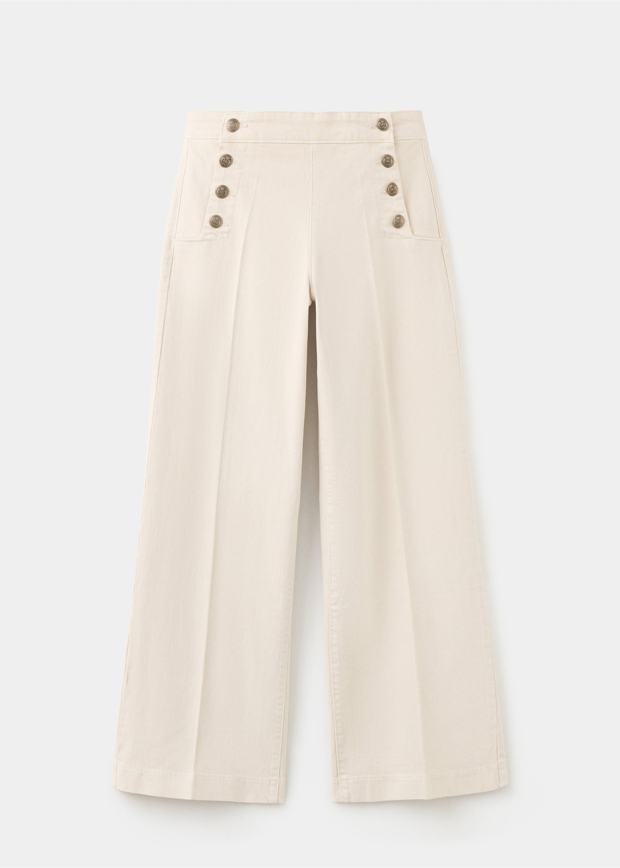 Wide-leg jeans with side buttons - Article without model, Sand. Ref: 37074460-00.