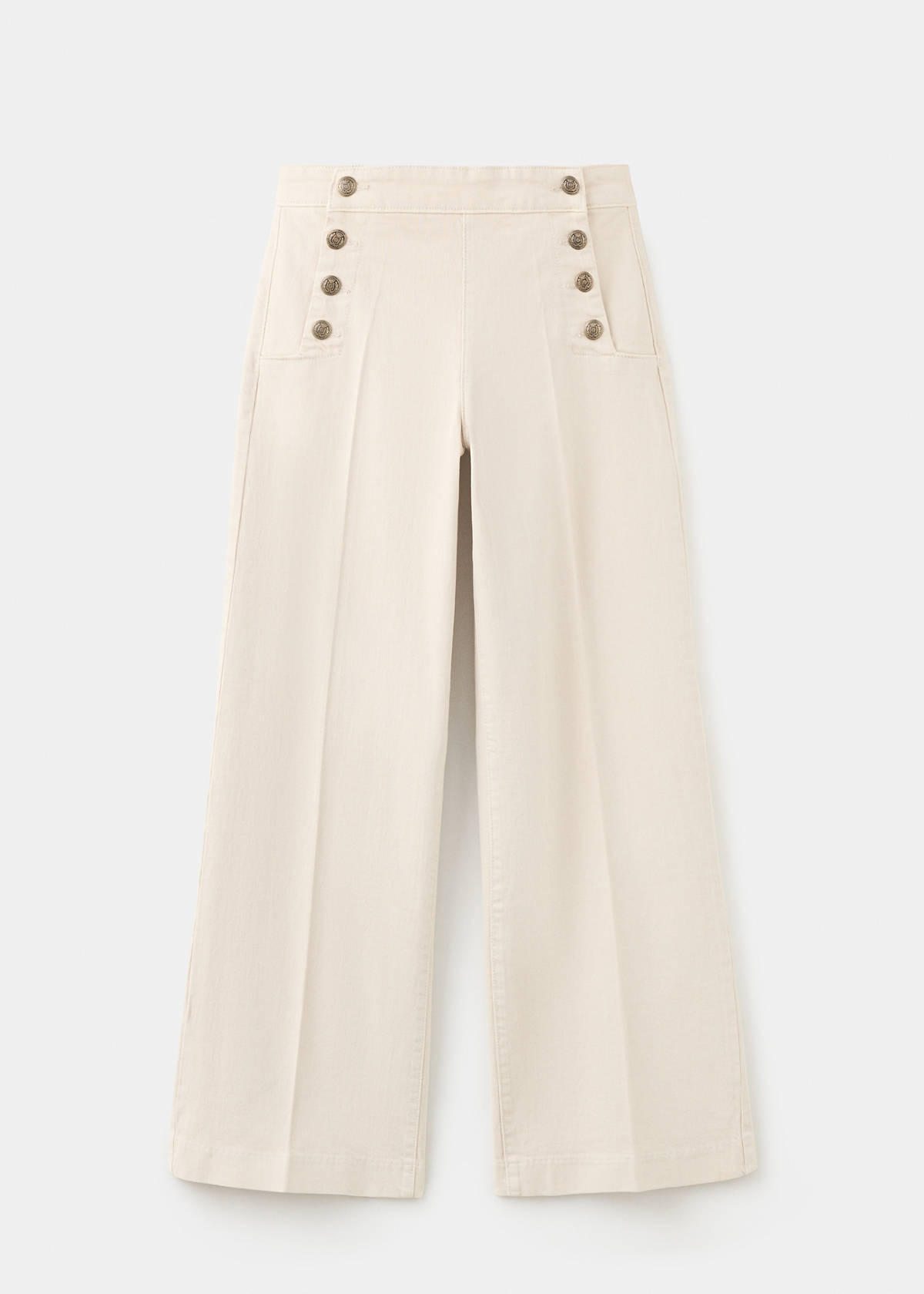 Wide-leg jeans with side buttons — Sand