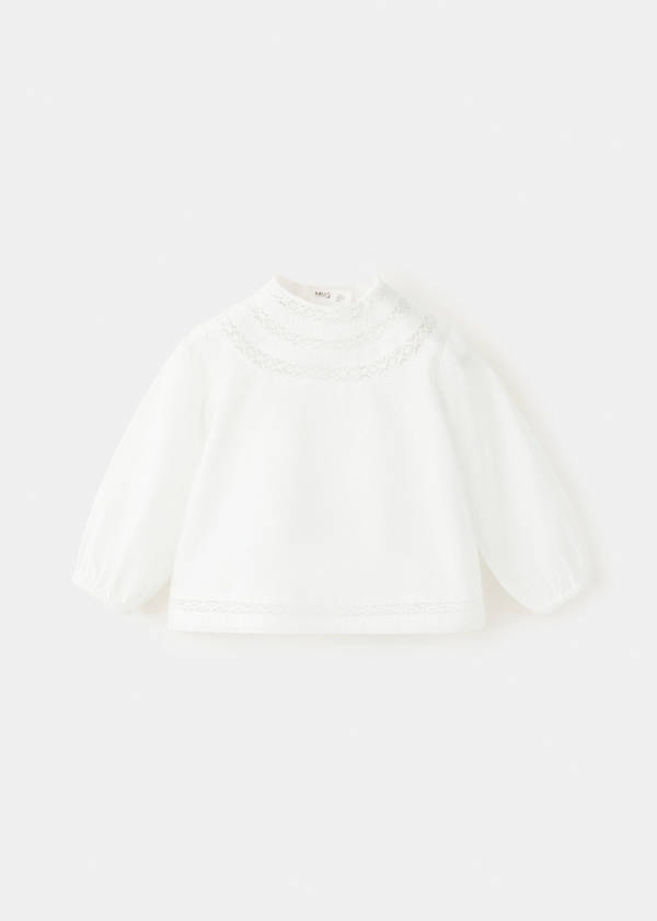 Cotton blouse with embroidered details — Off White