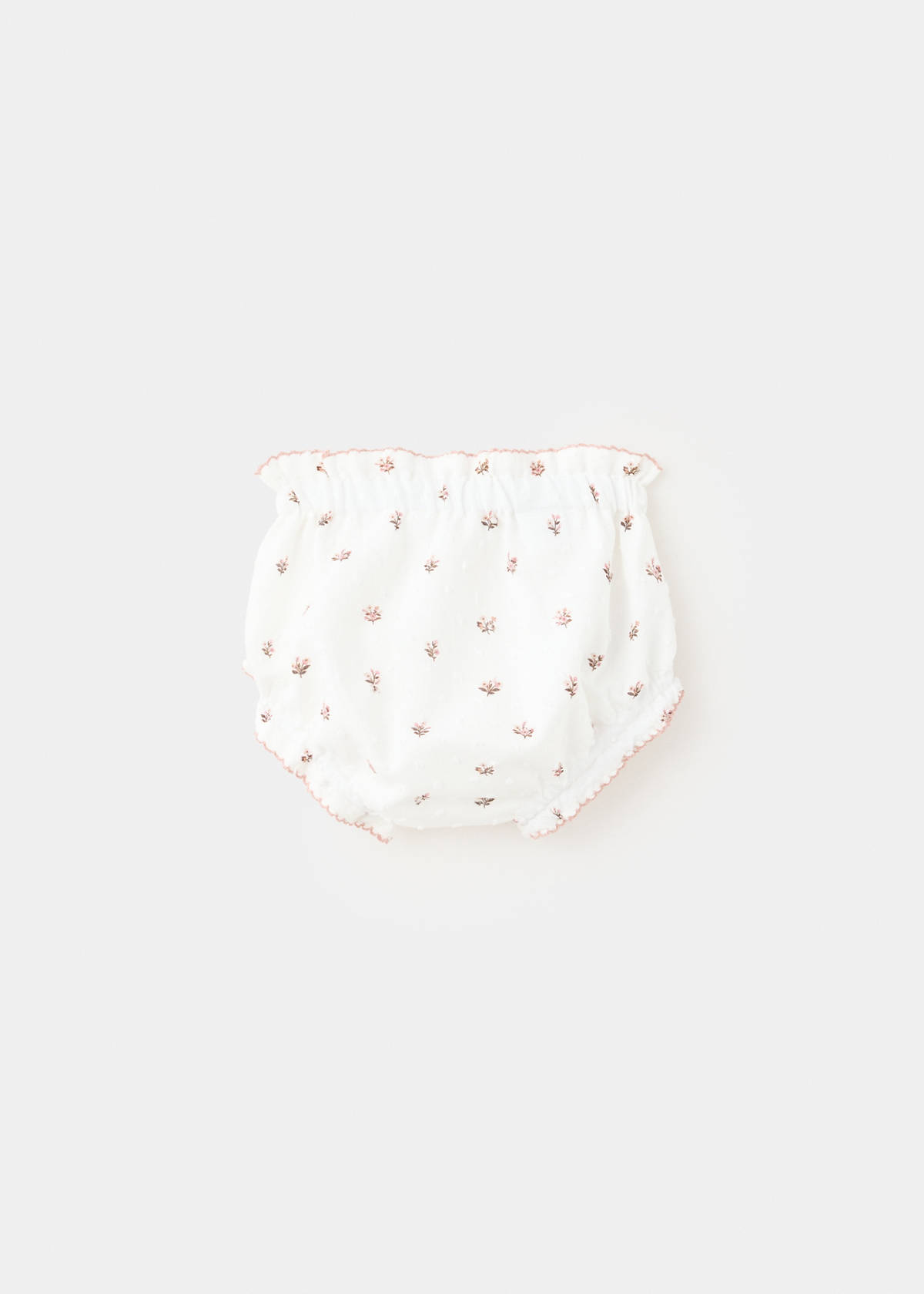 Cotton plumeti floral baby romper — Off White
