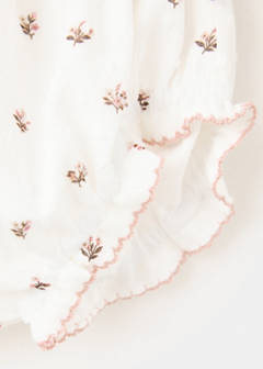 Cotton plumeti floral baby romper — Off White 2