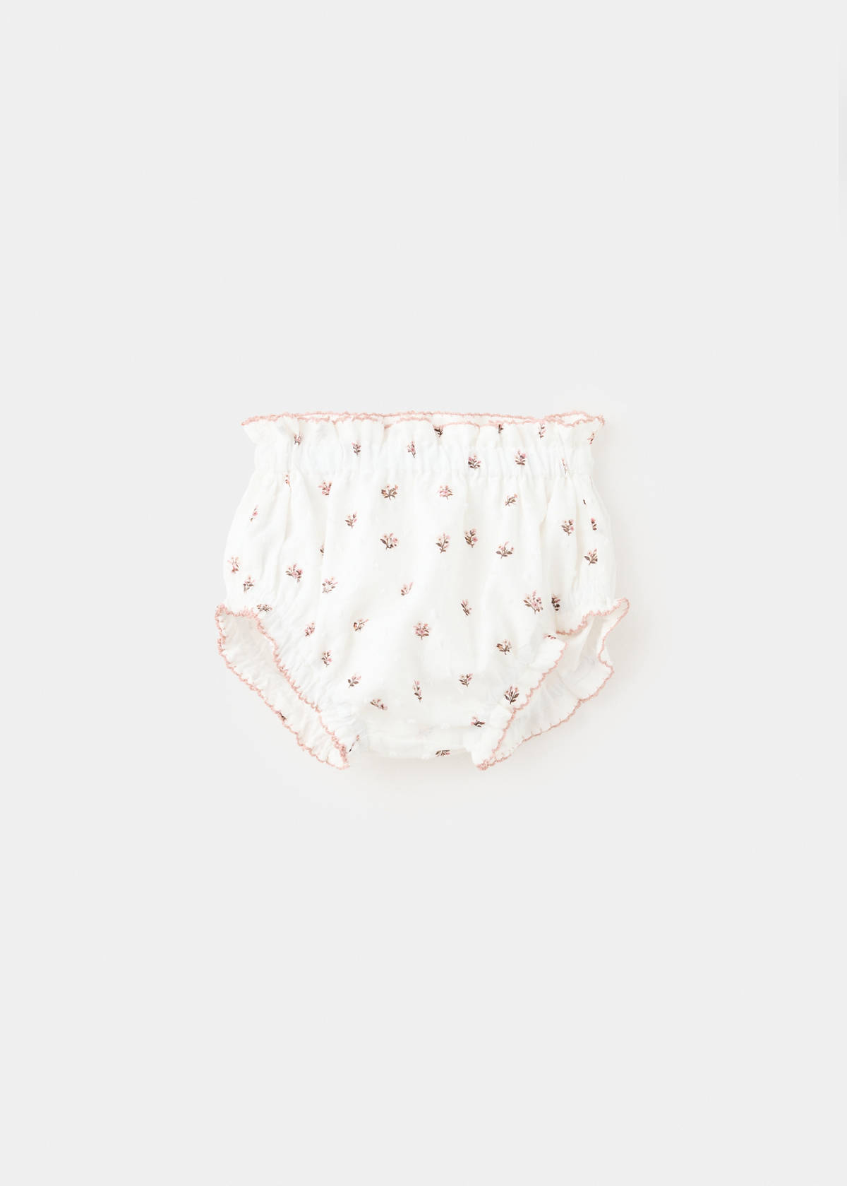 Cotton plumeti floral baby romper — Off White