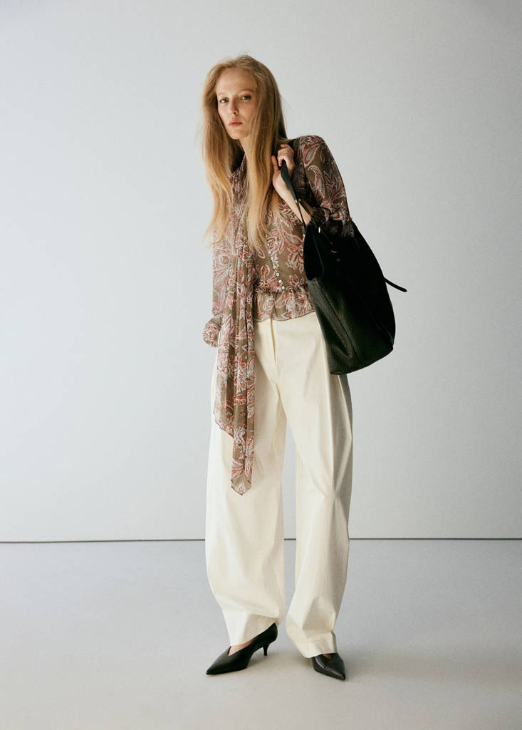 Floral tie blouse — Green
