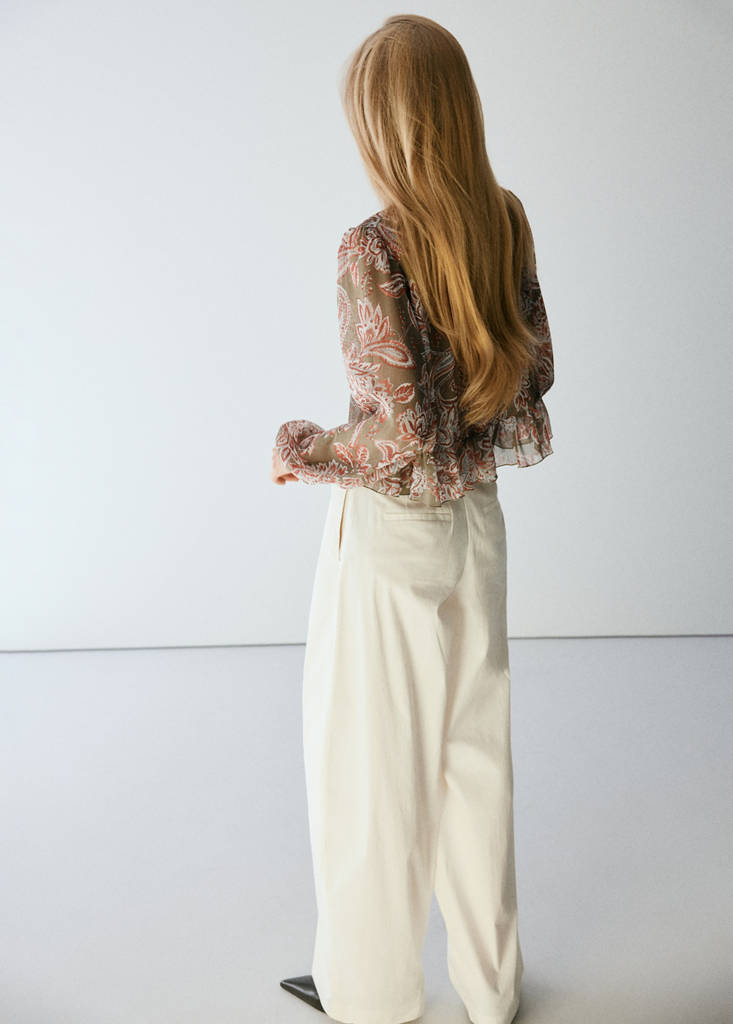 Floral tie blouse — Green