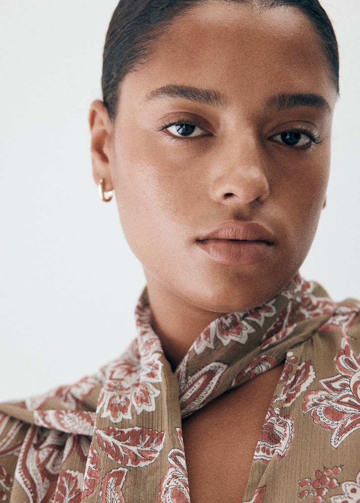 Floral tie blouse — Green