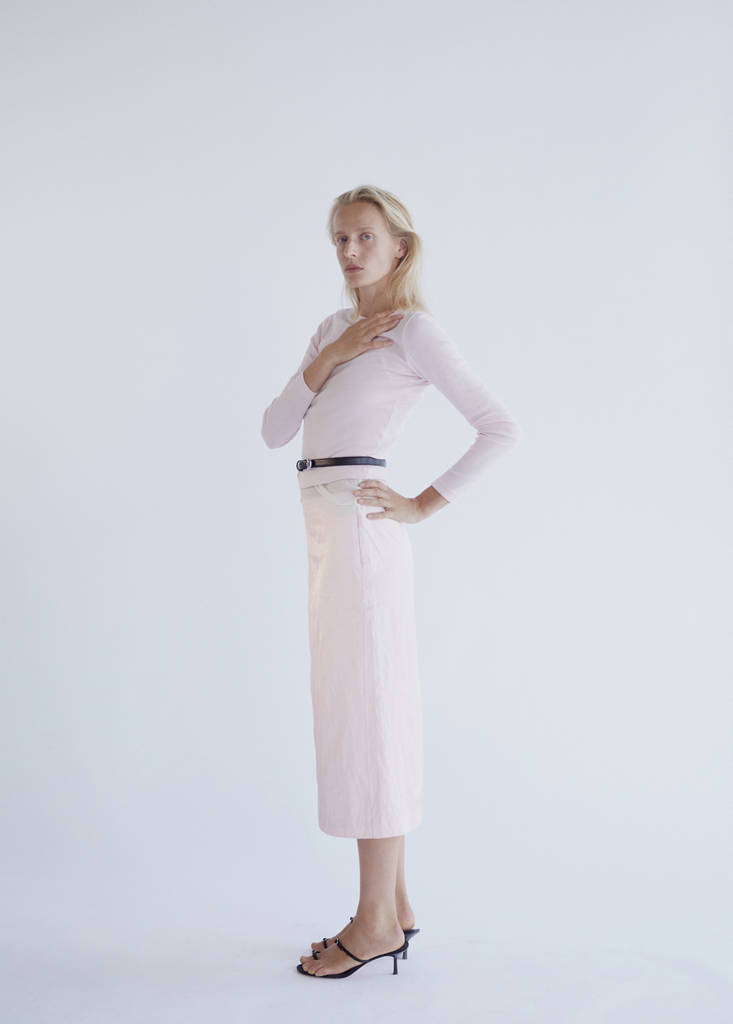 Midi satin skirt — Pastel Pink