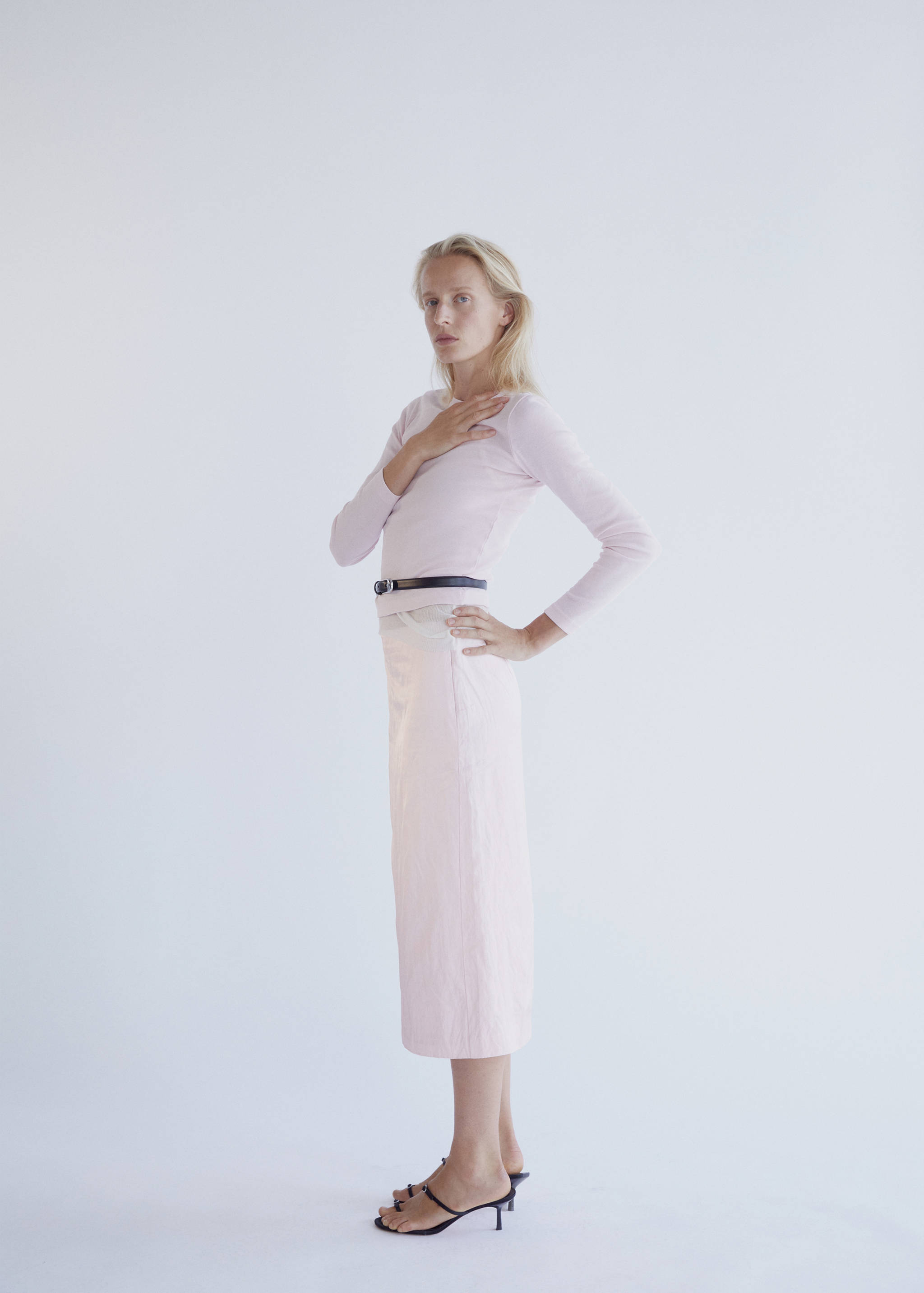 Midi satin skirt - General plane