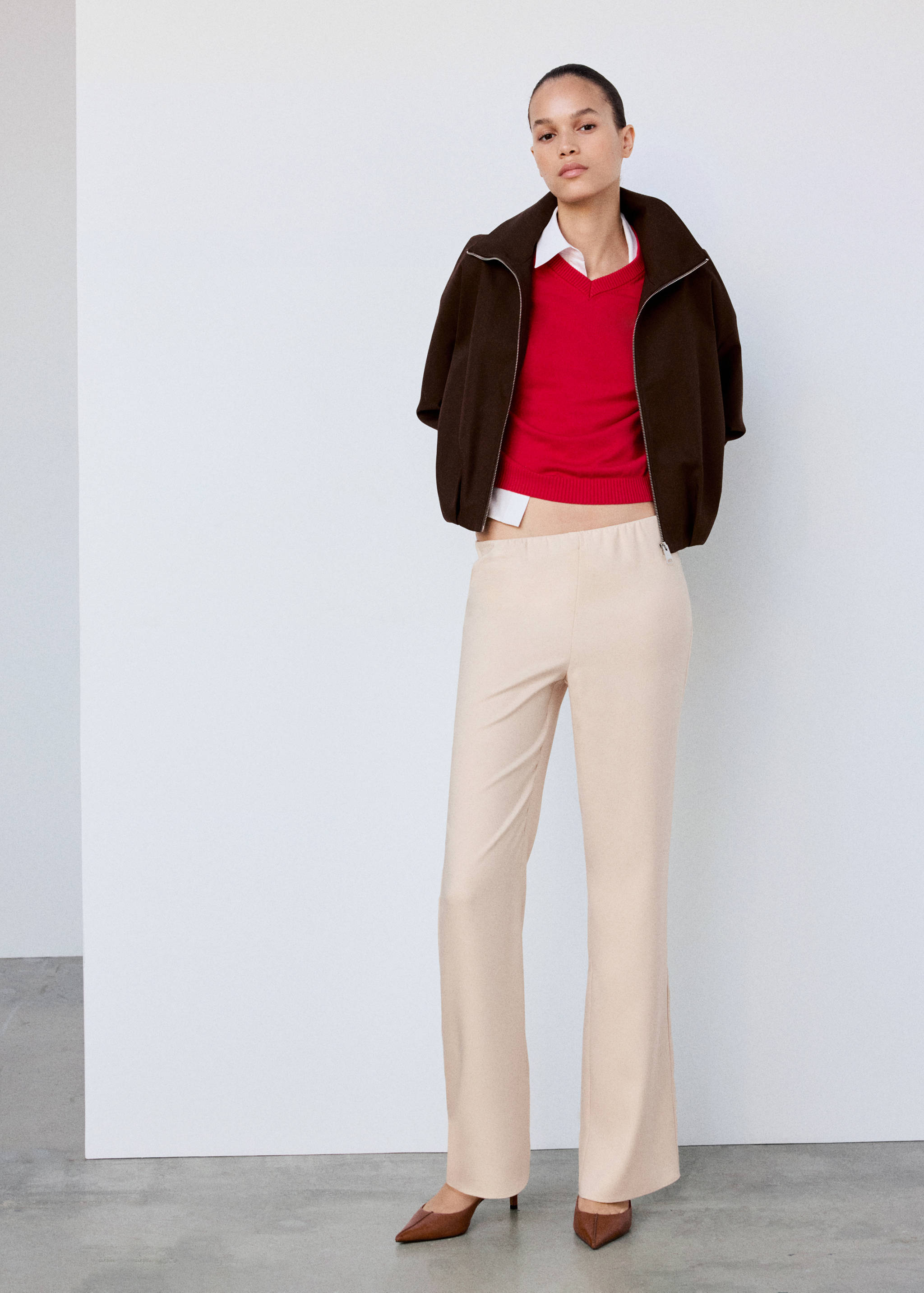 Satin straight-fit trousers - General plane