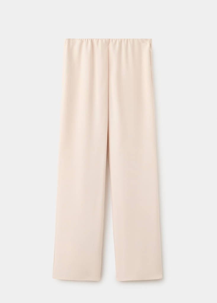 Satin straight-fit trousers — Ecru