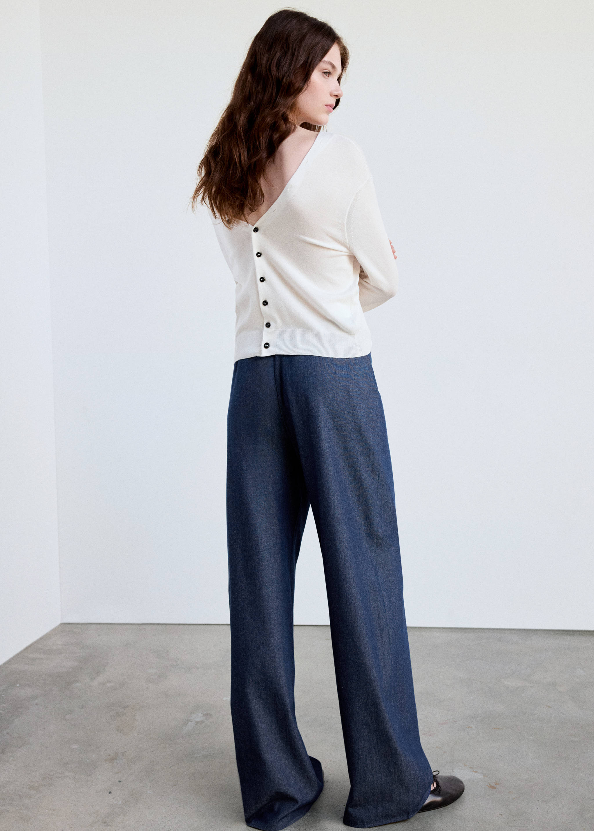 Satin straight-fit trousers - Reverse of the article