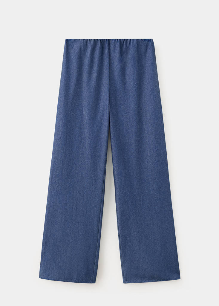 Satin straight-fit trousers — Blue
