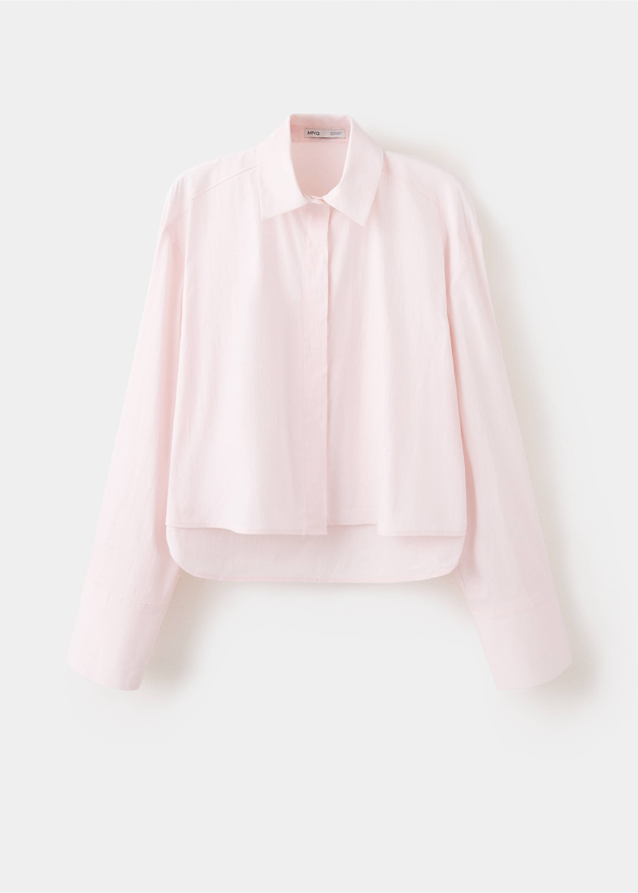 Cotton shirt with hidden buttons - Article without model, Pink. Ref: 37074472-00.