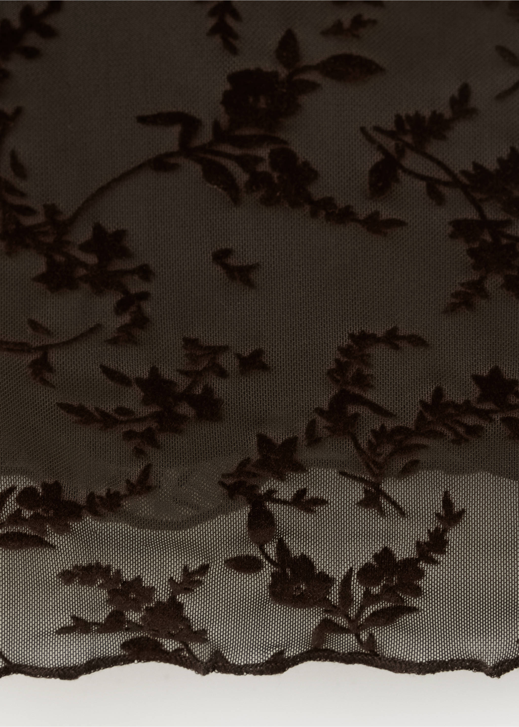 Devoré dress with tie detail - Details of the article 0, Brown. Ref: 37074473-00.