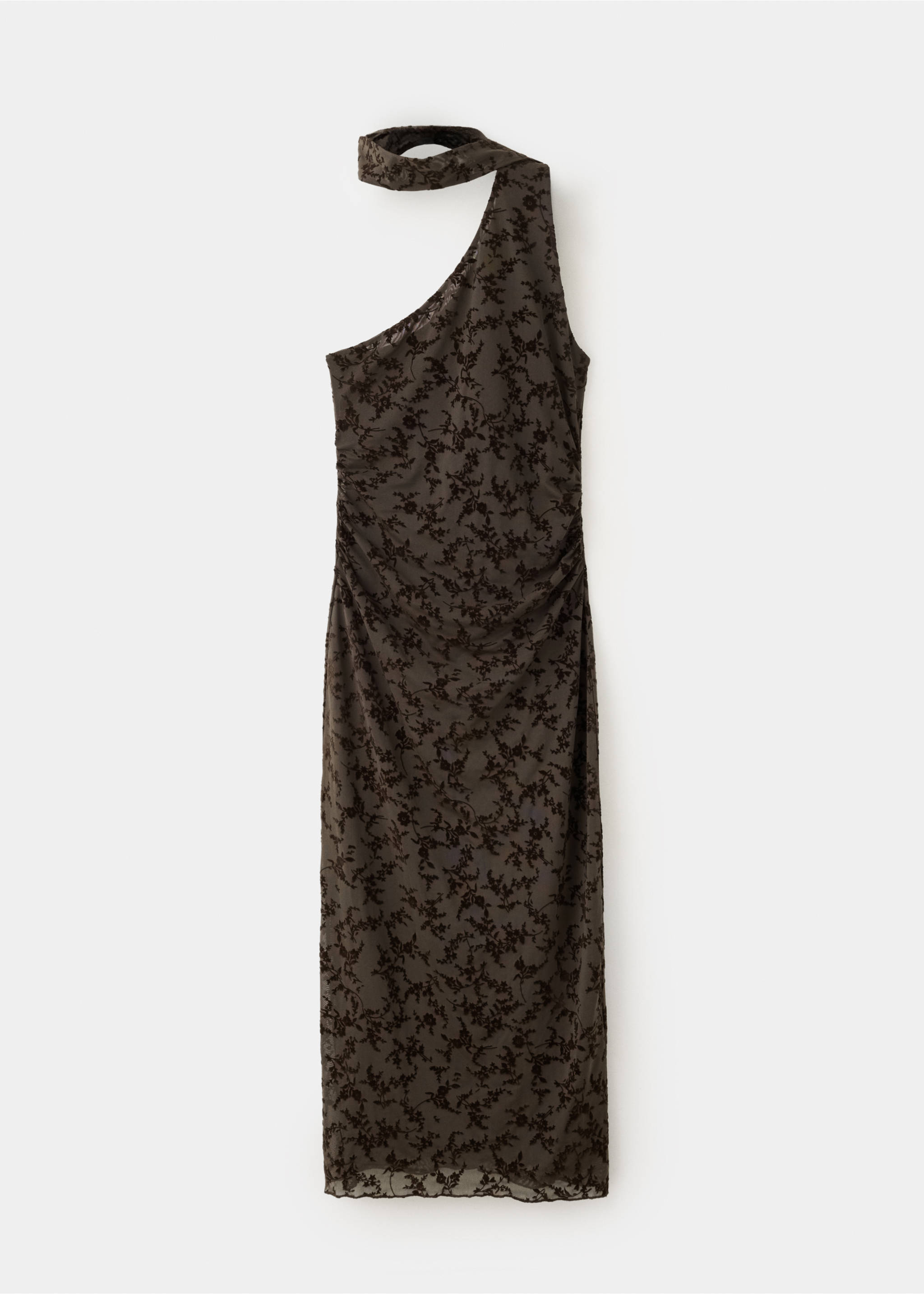 Devoré dress with tie detail - Article without model, Brown. Ref: 37074473-00.