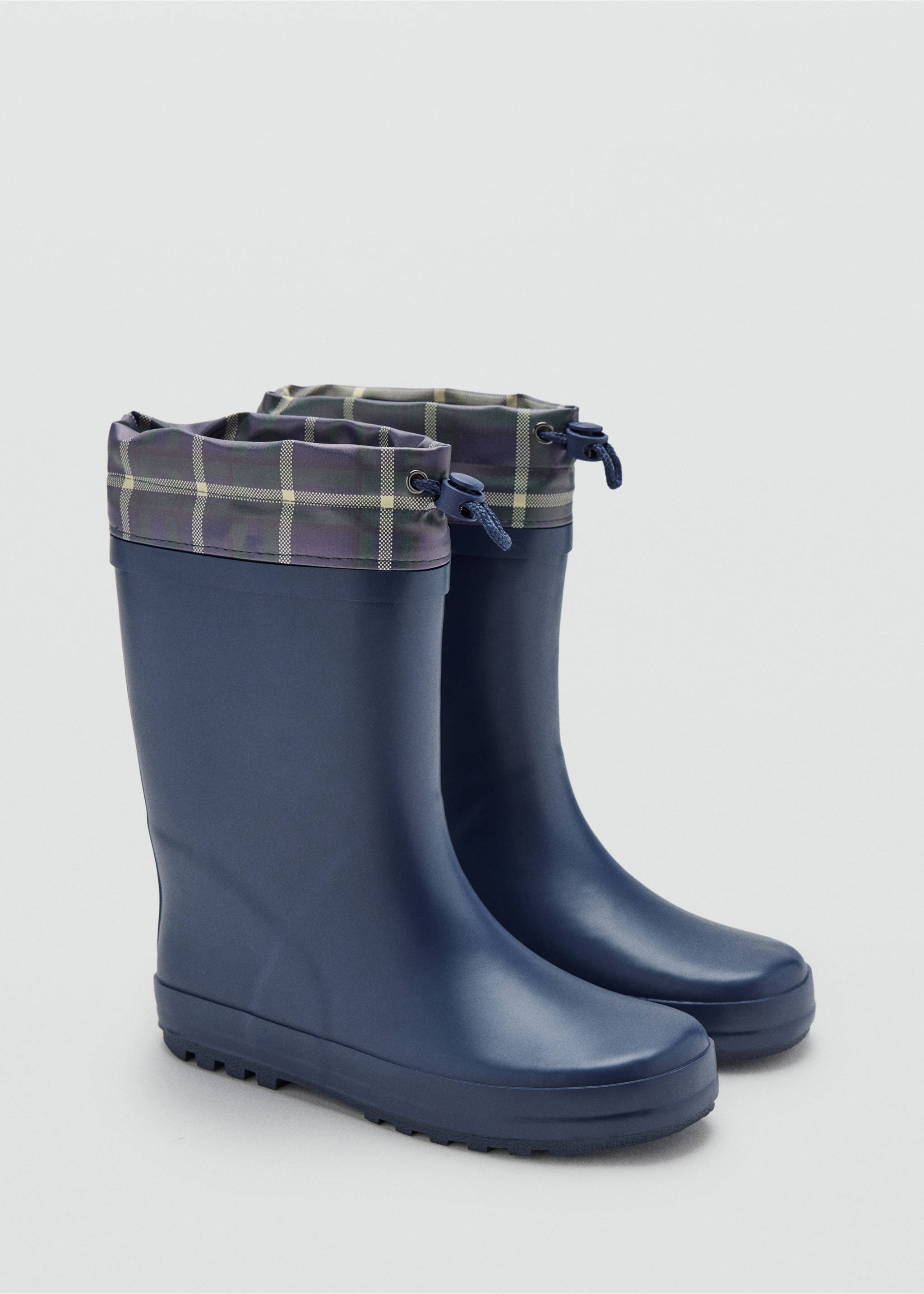 Check-detail checked rain boots - Medium plane, Navy. Ref: 37074776-00.