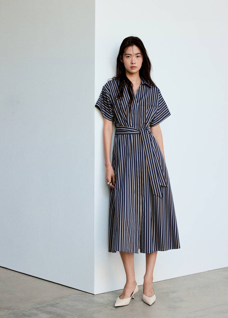 Striped shirt dress — Navy