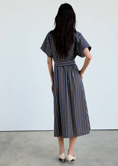 Striped shirt dress — Navy 3