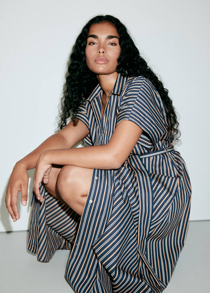Striped shirt dress — Navy