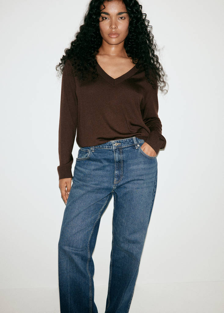 Slim-fit high-waist jeans — Dark Blue