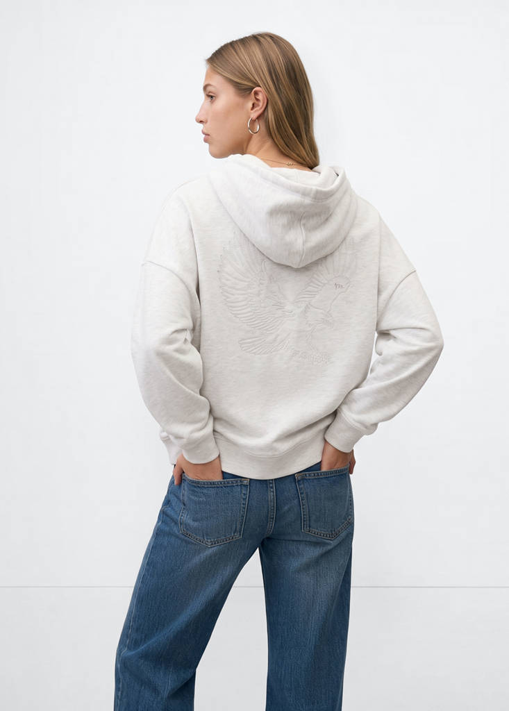 Hoodie with embroidery detail — Light Heather Grey
