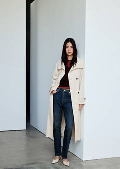 Long funnel neck belted trench coat — Off White 2