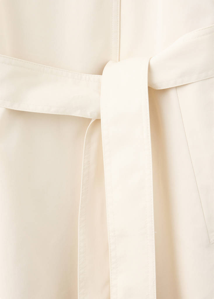 Long funnel neck belted trench coat — Off White