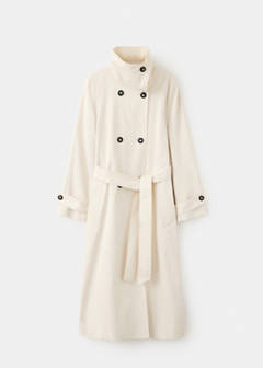 Long funnel neck belted trench coat — Off White 6