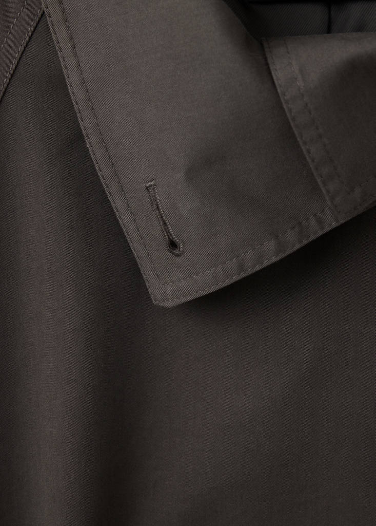 Long funnel neck belted trench coat — Chocolate