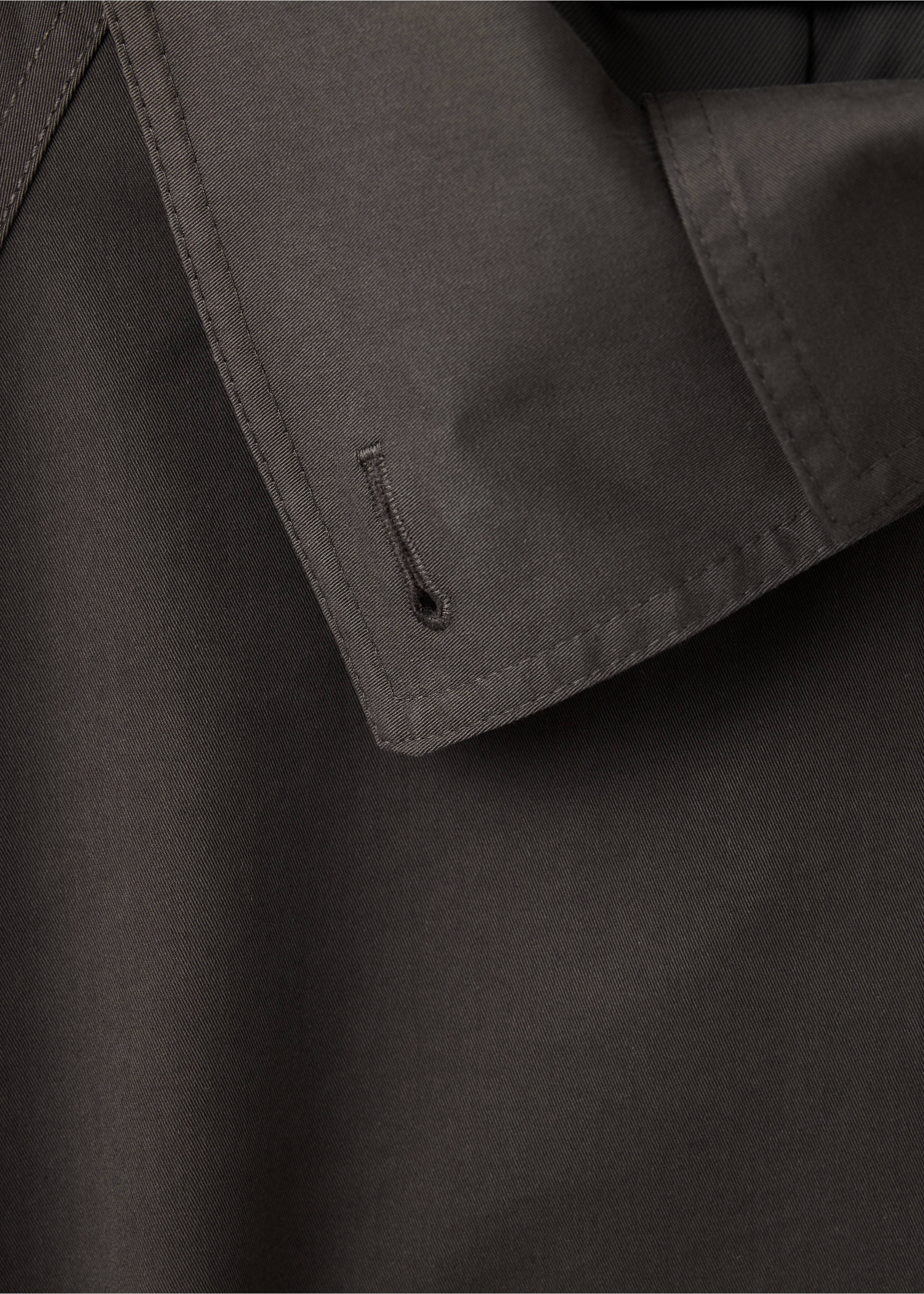 Long funnel neck belted trench coat - Details of the article 8, Chocolate. Ref: 37074787-00.