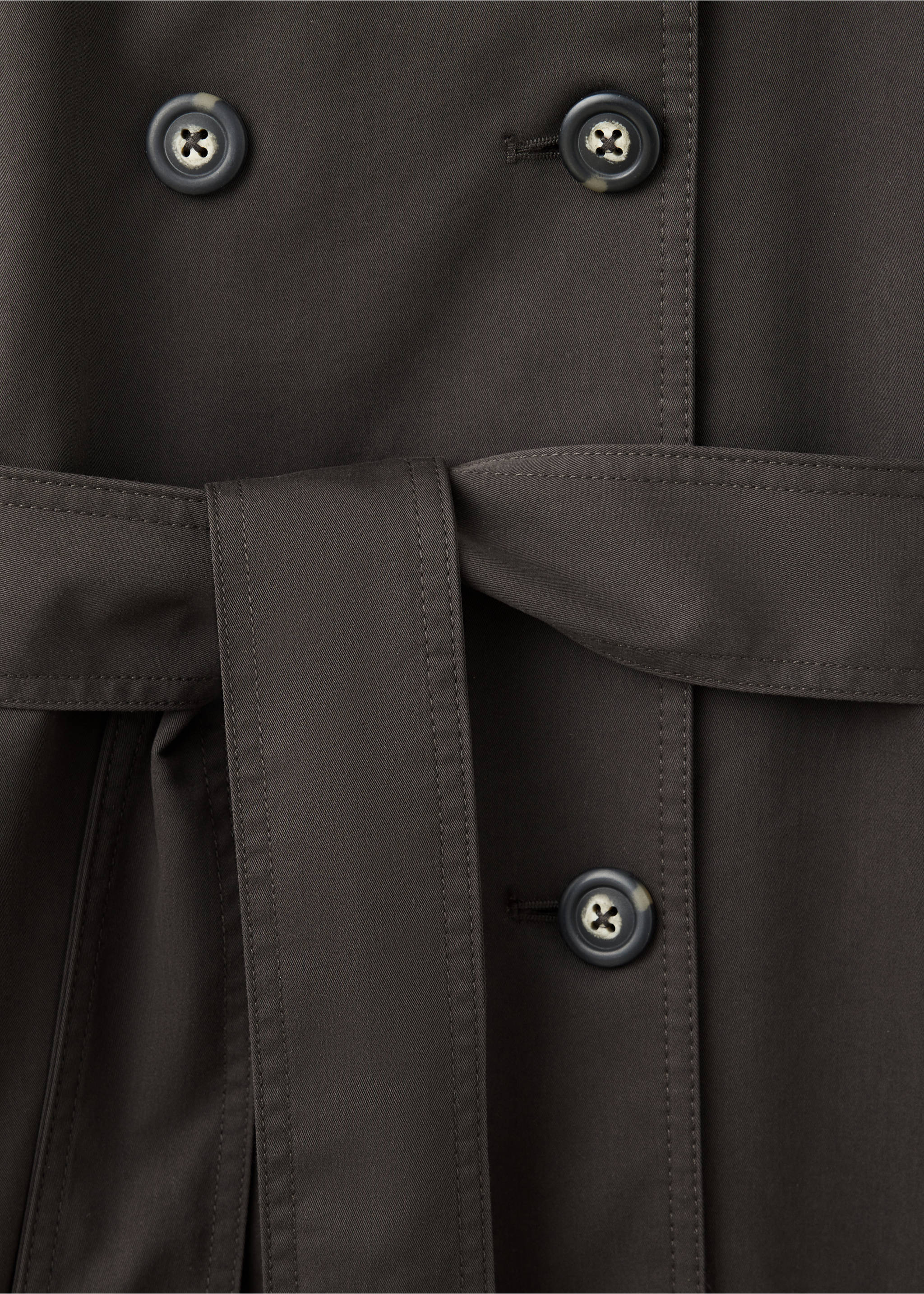 Long funnel neck belted trench coat - Details of the article 0, Chocolate. Ref: 37074787-00.