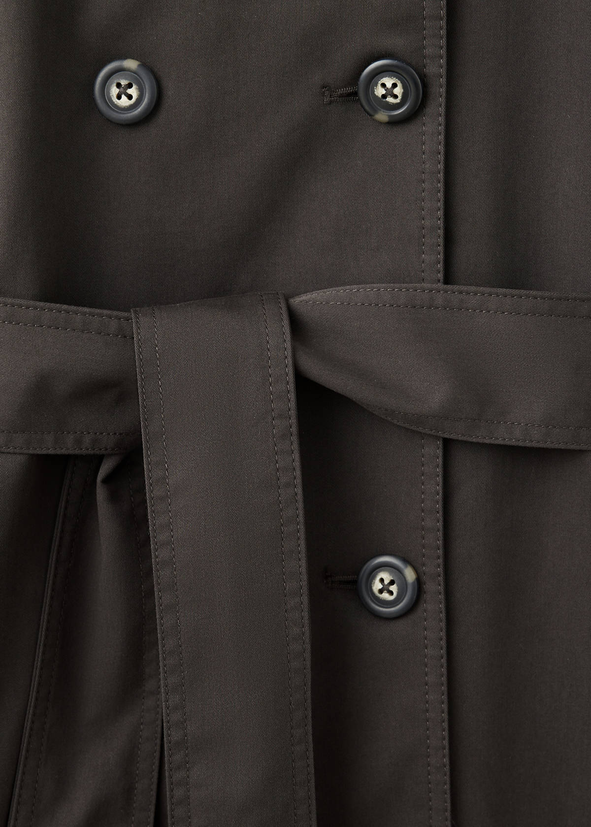 Long funnel neck belted trench coat — Chocolate