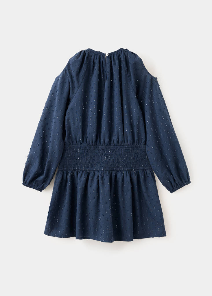 Ruched dress with metallic details — Navy