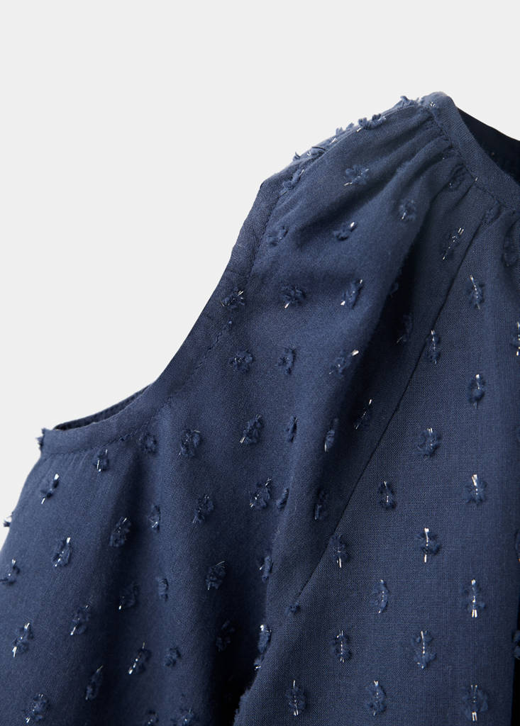 Ruched dress with metallic details — Navy