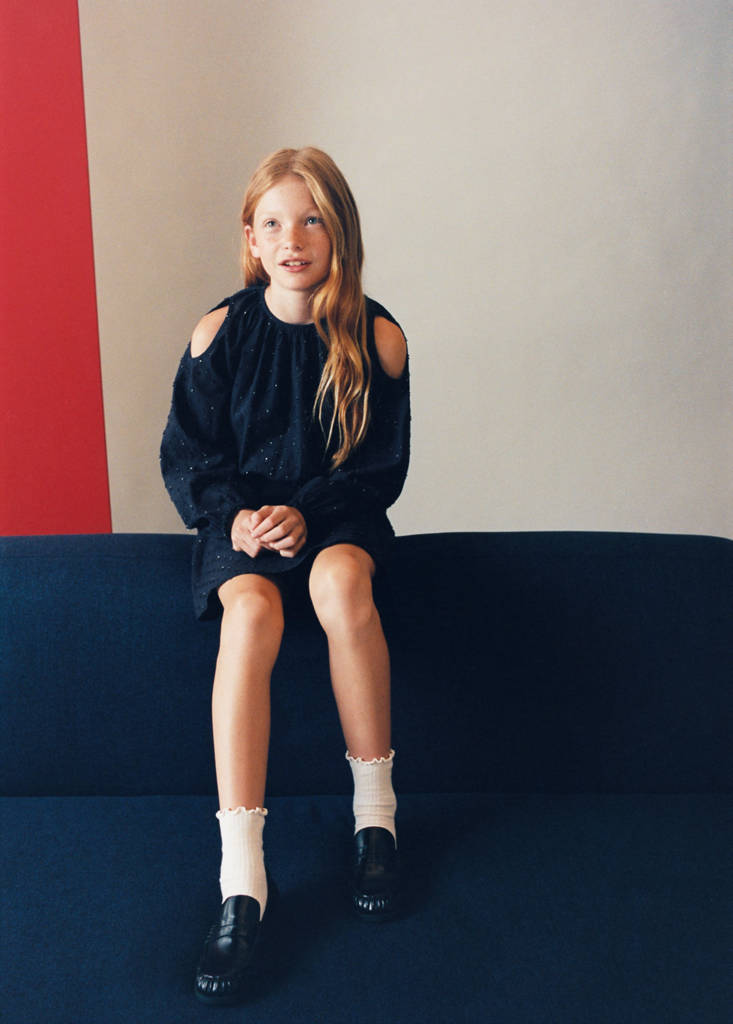 Ruched dress with metallic details — Navy
