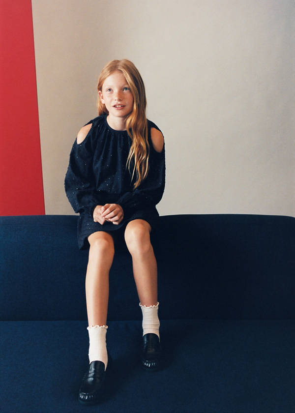 Ruched dress with metallic details — Navy