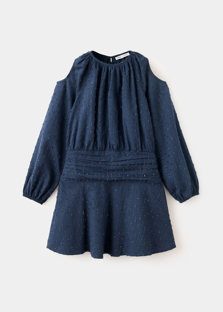 Ruched dress with metallic details — Navy