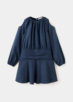 Ruched dress with metallic details — Navy 2