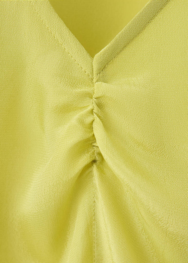 Satin V-neck blouse — Lime