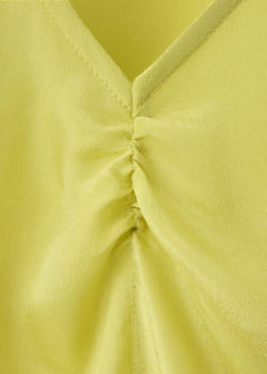 Satin V-neck blouse — Lime 5