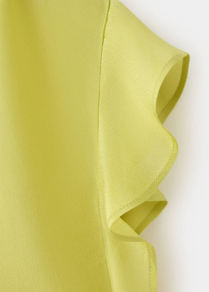 Satin V-neck blouse — Lime