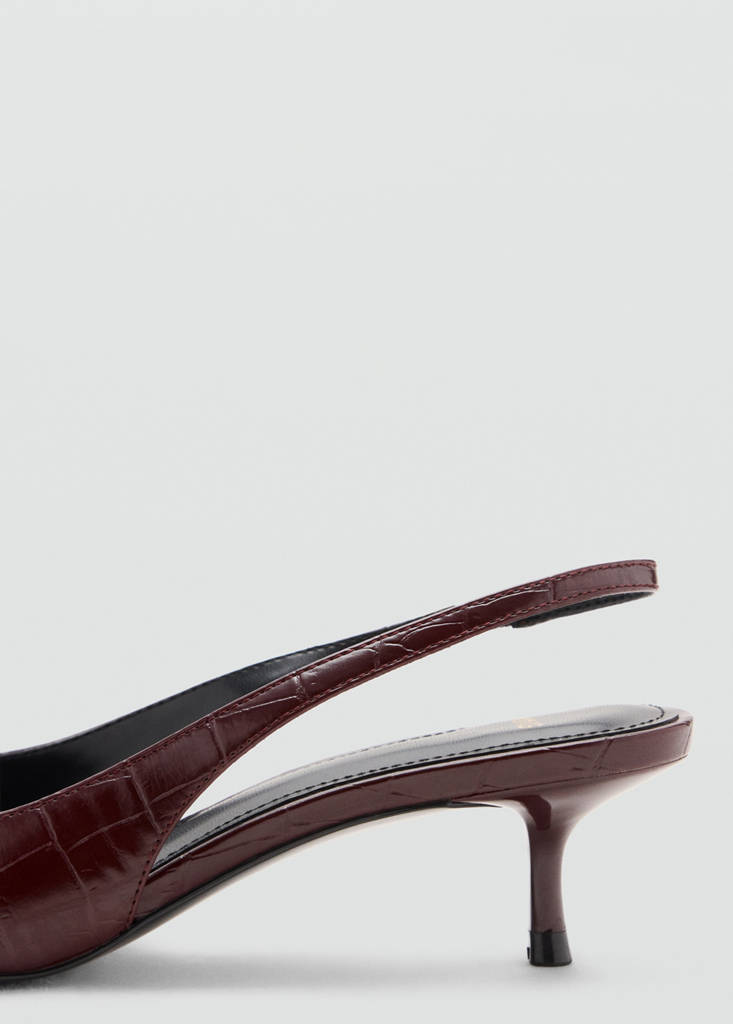 Metal-beaded high-heel shoe — Burgundy
