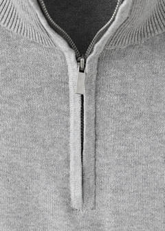 Perkins-neck sweater with zip — Light Heather Grey 6