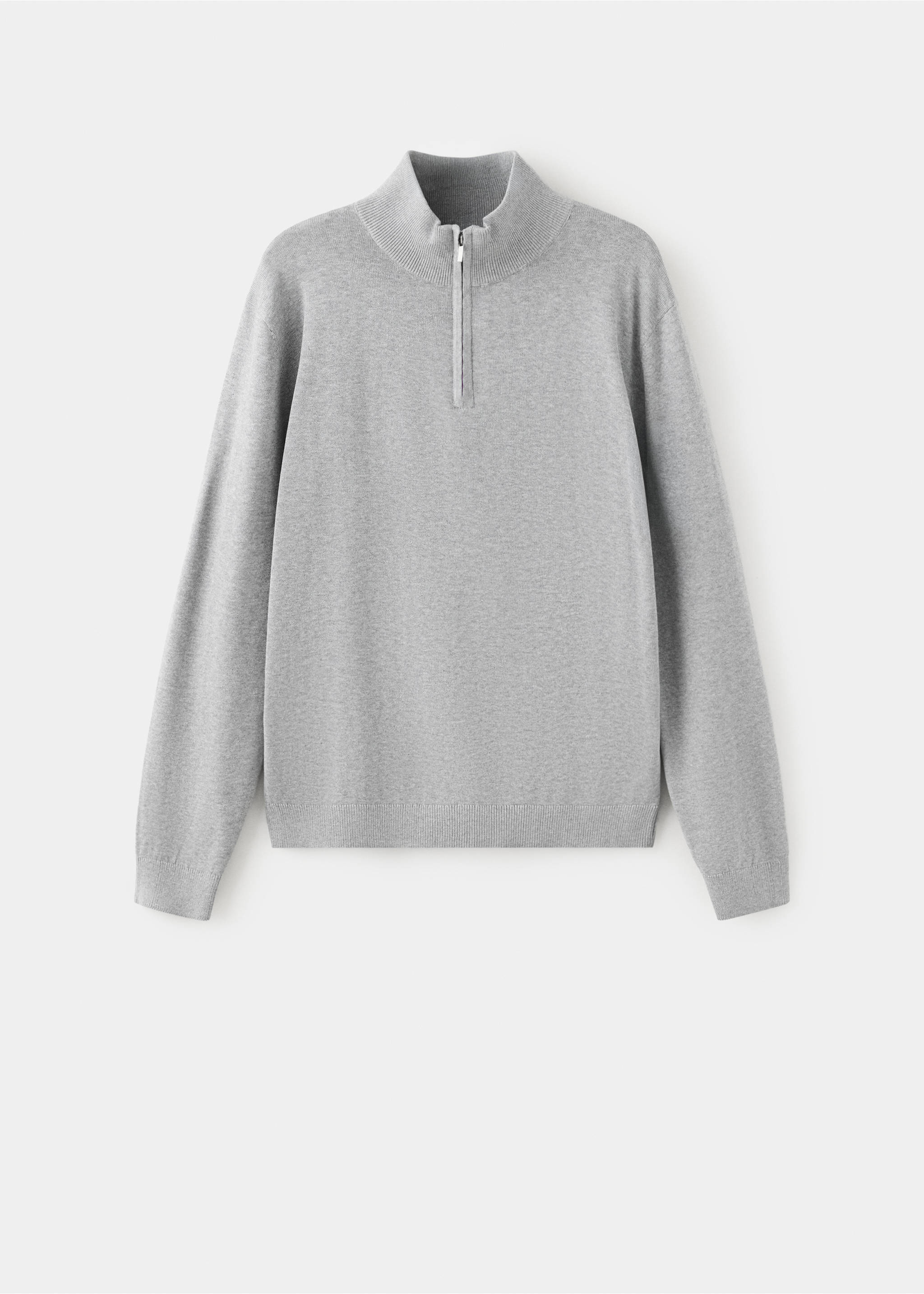 Perkins-neck sweater with zip - Article without model, Light Heather Grey. Ref: 37074792-00.