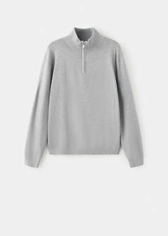 Perkins-neck sweater with zip — Light Heather Grey 5